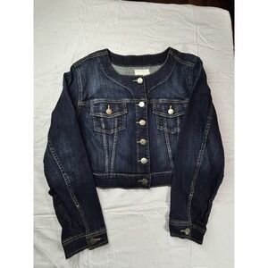 Torrid Jean Jacket Cropped Collarless Plus Size 1 Dark Wash